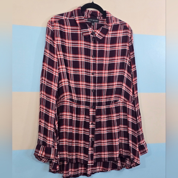 Lane Bryant Plus Size No Peak Button Front Flannel - Picture 4 of 8